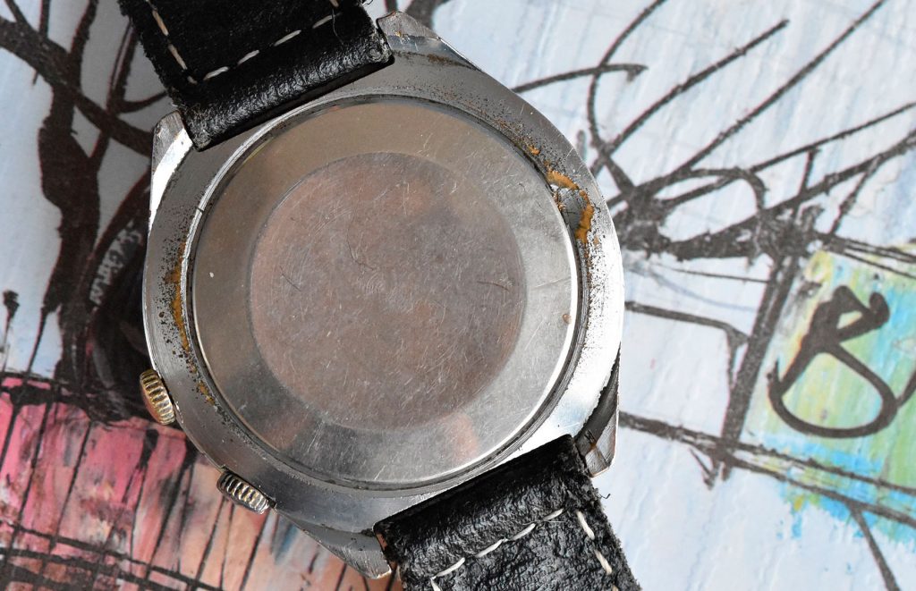 This chrome-plated case shows some serious signs of wear