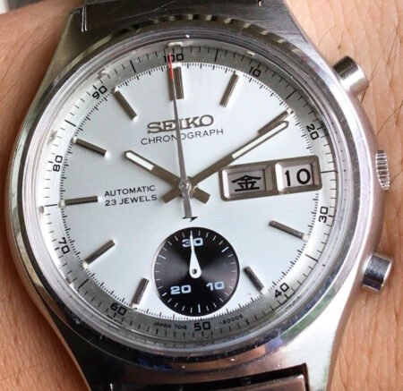 Seiko 7018-8000 with a white dial numbered 8000S