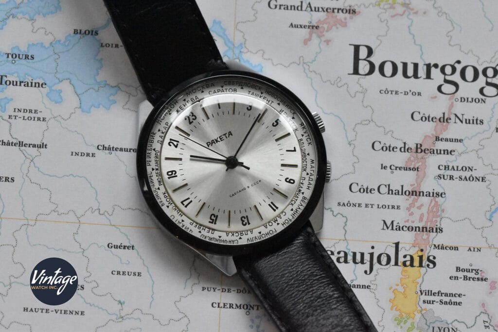 Raketa 24 Hours World Time Chrome-plated