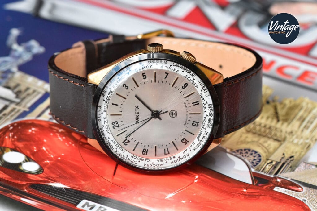 Raketa 24 Hours World Time Gold-plated