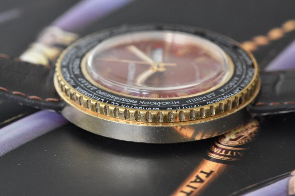 Raketa World Time "Goroda" Bordeaux Dial Gold-Plated 5