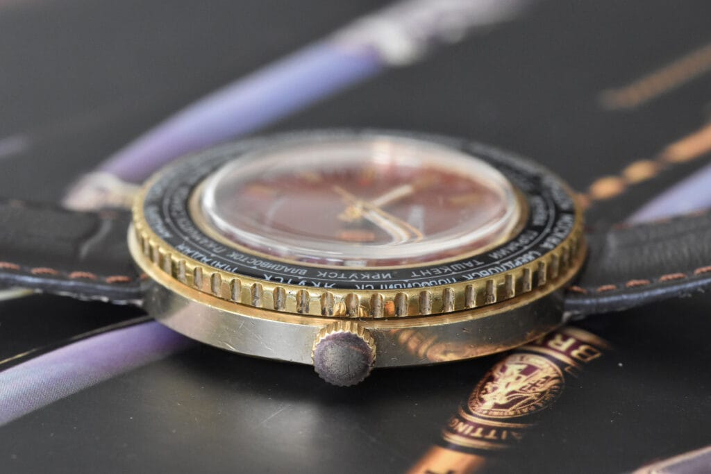 Raketa World Time "Goroda" Bordeaux Dial Gold-Plated 6